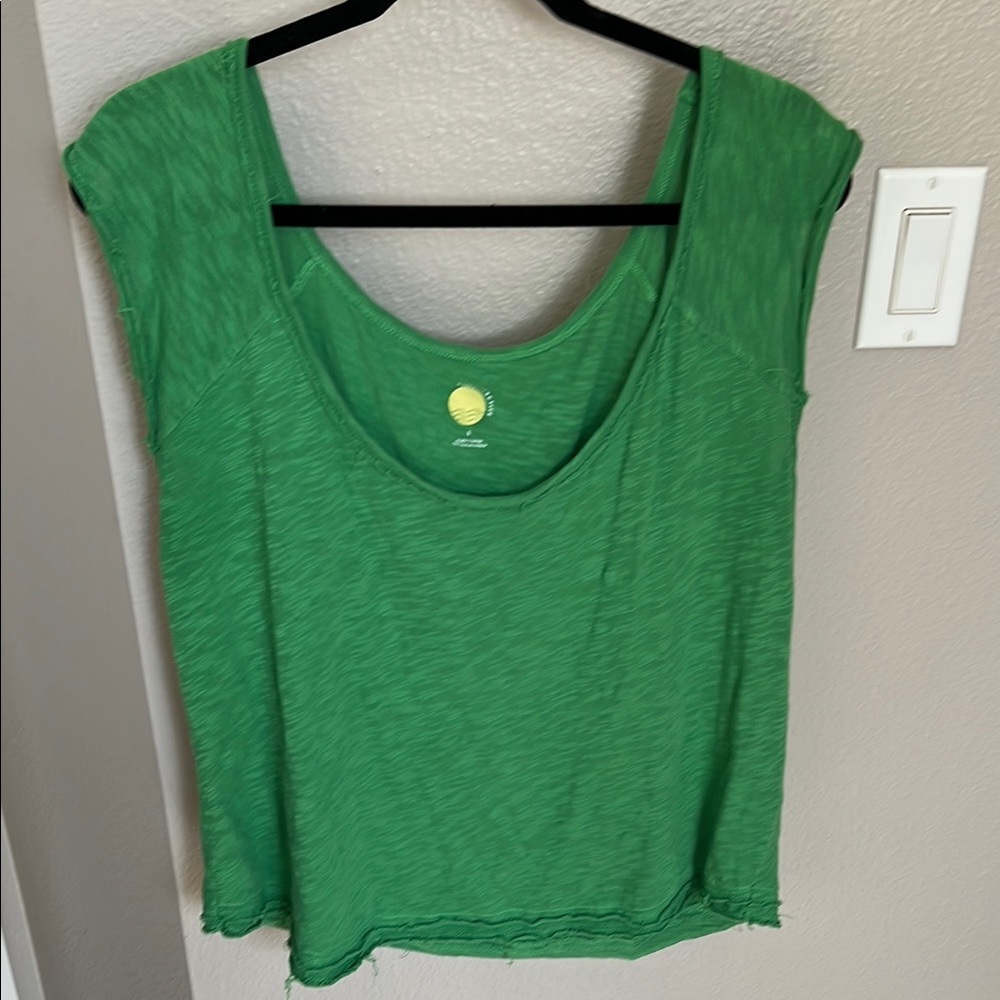 Anthropologie Daily Practice Green Cap Sleeve Tank Top